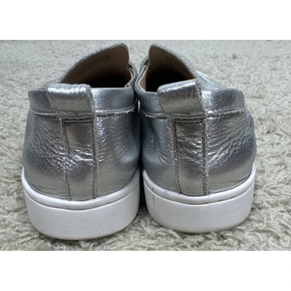 Vionic Uptown Silver Metallic Leather Slip On Comfort Loafers Women's 7M Bling